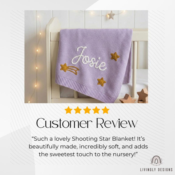 Personalized Shooting Star Knit Baby Blanket