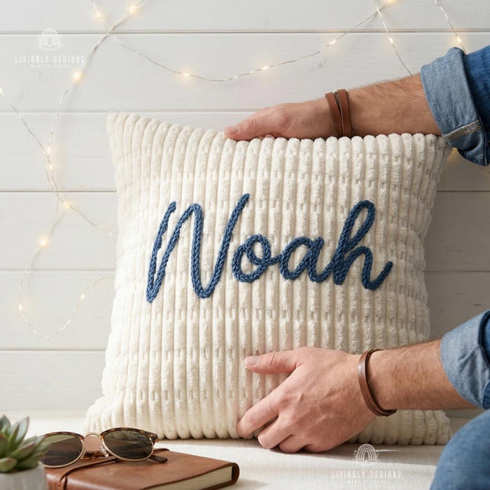 Custom Name Corduroy Pillow Cover Home Decor