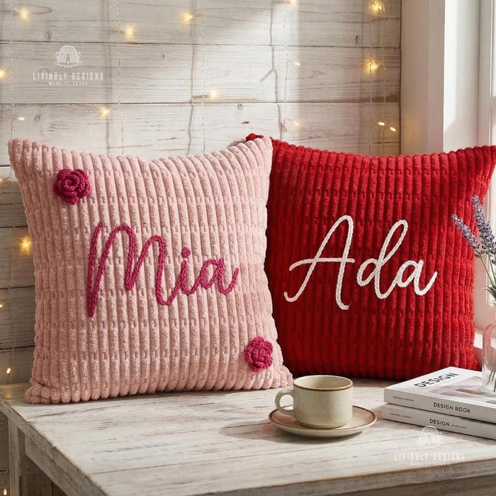 Custom Name Corduroy Pillow Cover Home Decor