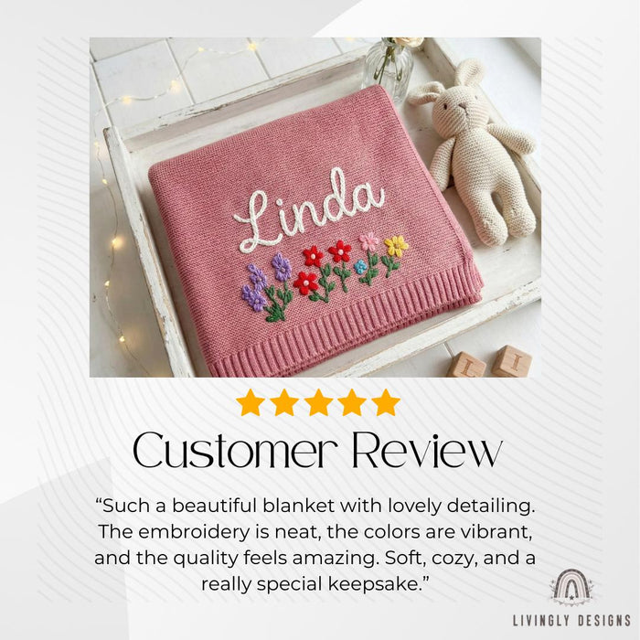 Custom Flower Bed Baby Blanket: Personalized Name Keepsake Gift