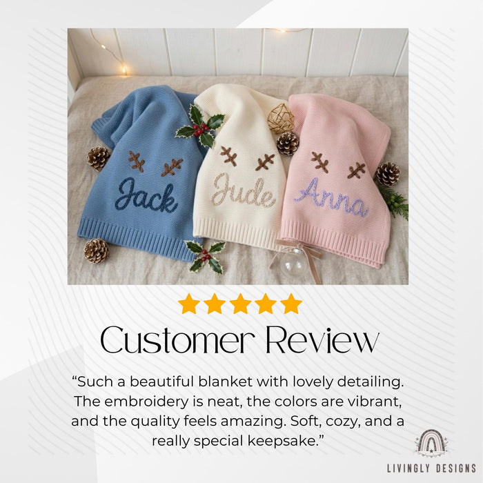 Personalized Antler Baby Blanket: Christmas Name Keepsake Gift