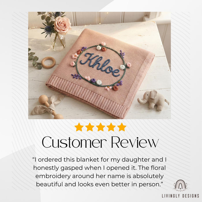 Custom Flower Circle Baby Blanket: Personalized Name Keepsake Gift
