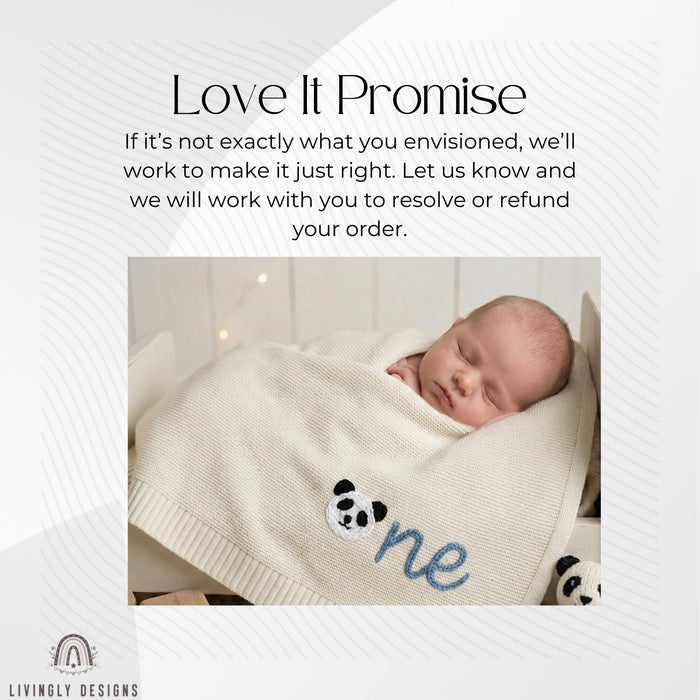Personalized Baby Blanket: Panda Number Embroidered Birthday Blanket