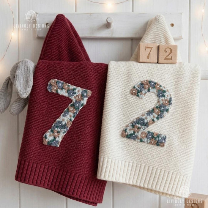 Personalized Baby Milestone Blanket with Floral Number