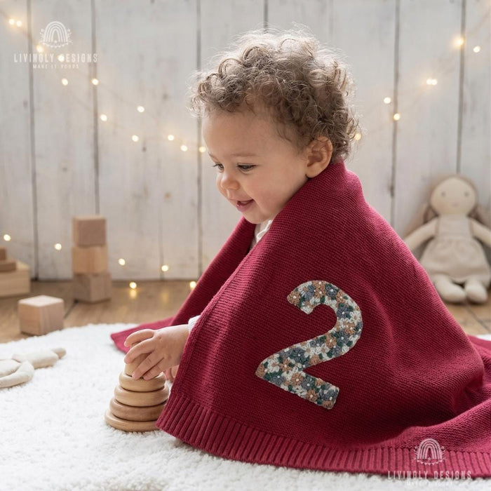Personalized Baby Milestone Blanket with Floral Number