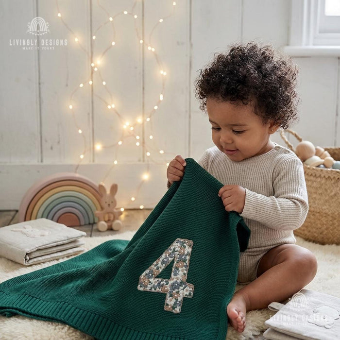 Personalized Baby Milestone Blanket with Floral Number