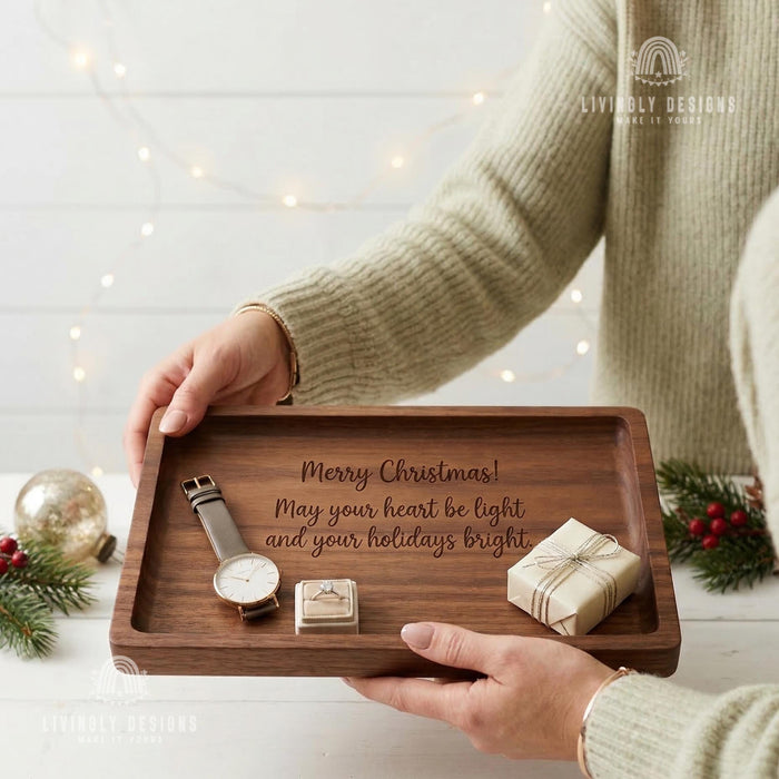 Personalized Engraved Wooden Tray, Couples Anniversary Wedding Keepsake, Romantic Gift