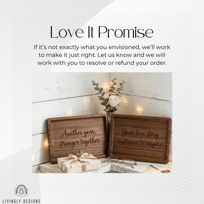 Personalized Engraved Wooden Tray, Couples Anniversary Wedding Keepsake, Romantic Gift