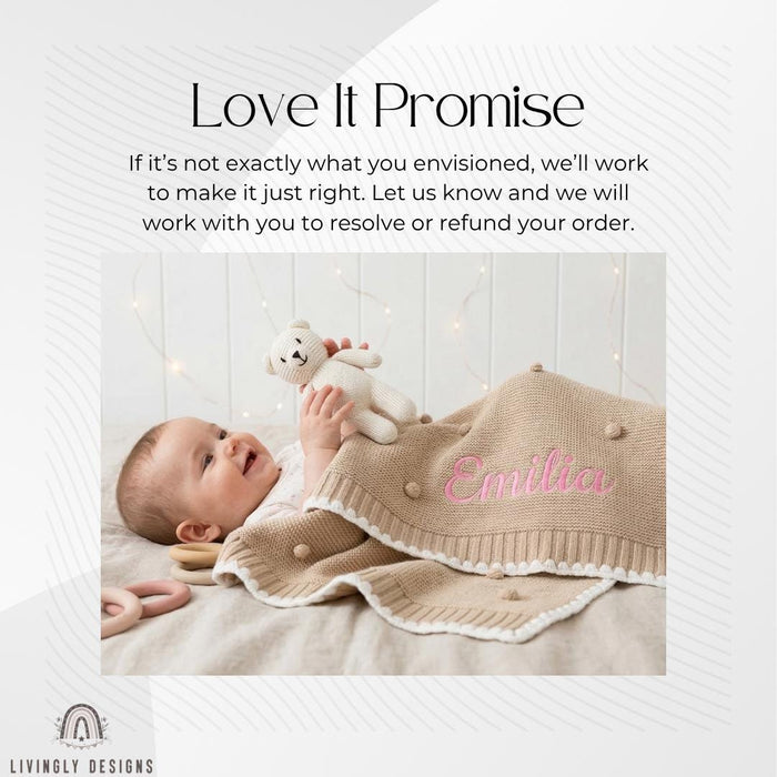 Embroidered Knit Baby Blanket Personalized Receiving Keepsake