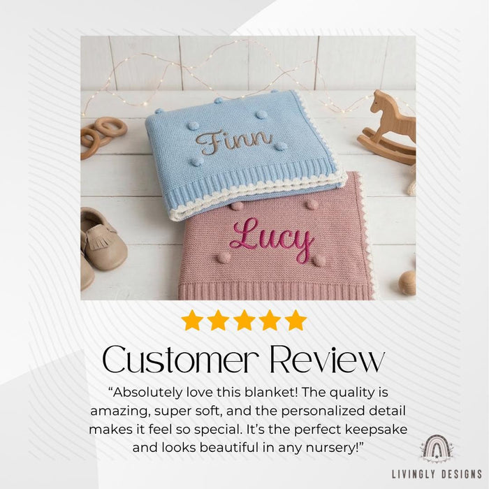 Embroidered Knit Baby Blanket Personalized Receiving Keepsake