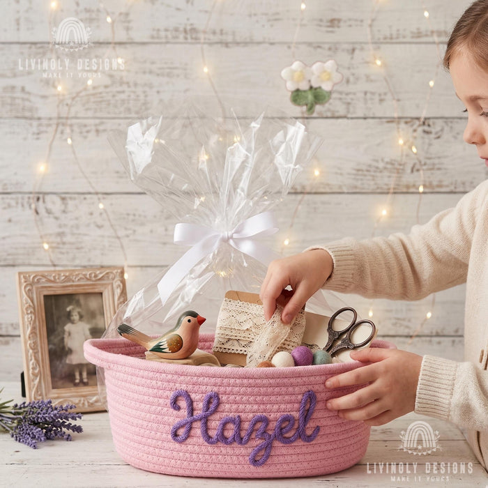 Personalized Name Toy Organizer, Nursery Storage or Gift Basket