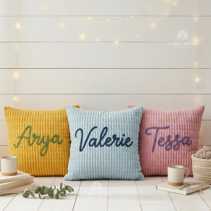 Custom Name Corduroy Pillow Cover Home Decor