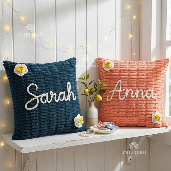 Custom Name Corduroy Pillow Cover Home Decor