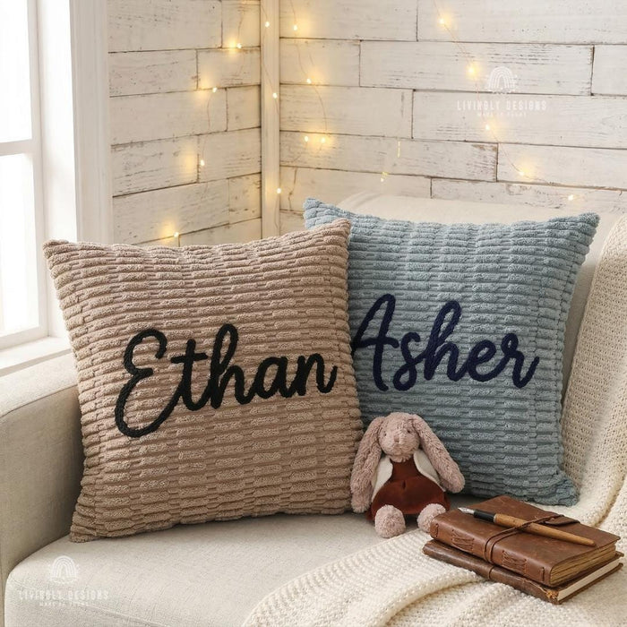 Custom Name Corduroy Pillow Cover Home Decor