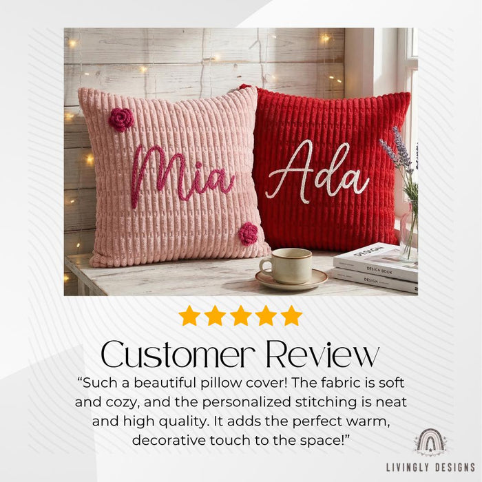 Custom Name Corduroy Pillow Cover Home Decor