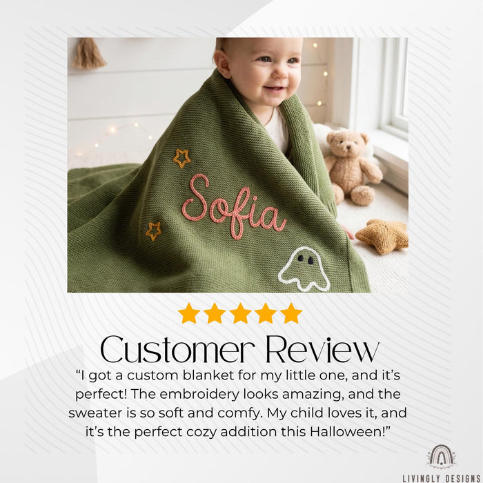 Personalized Cozy Halloween Hand Stitch Blanket