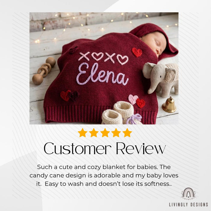 Custom Name Embroidered Blanket with Heart Accent : Personalized Cozy Throw for Babies & Kids | Gift Blanket