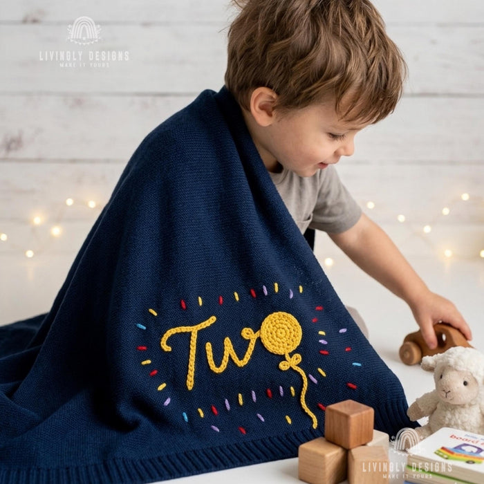 Personalized Kids Cozy Blanket | Soft Custom Name Baby Blanket | Balloon Throw Blanket