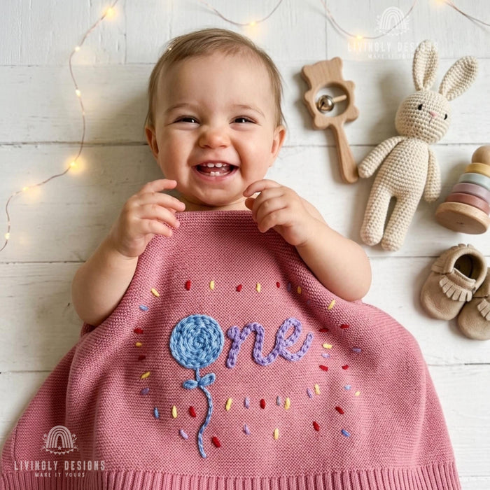 Personalized Kids Cozy Blanket | Soft Custom Name Baby Blanket | Balloon Throw Blanket