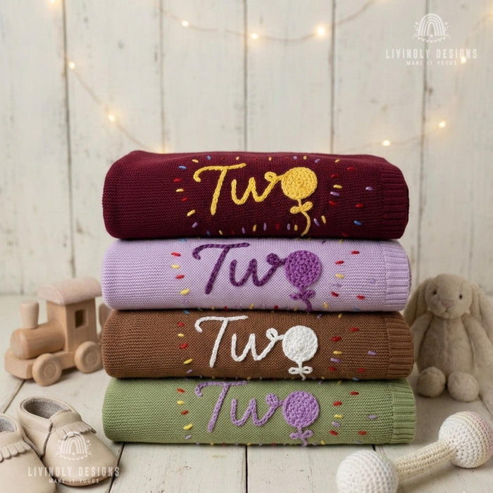 Personalized Kids Cozy Blanket | Soft Custom Name Baby Blanket | Balloon Throw Blanket