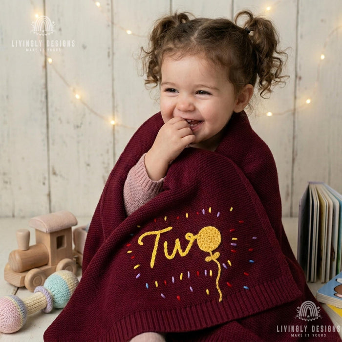 Personalized Kids Cozy Blanket | Soft Custom Name Baby Blanket | Balloon Throw Blanket