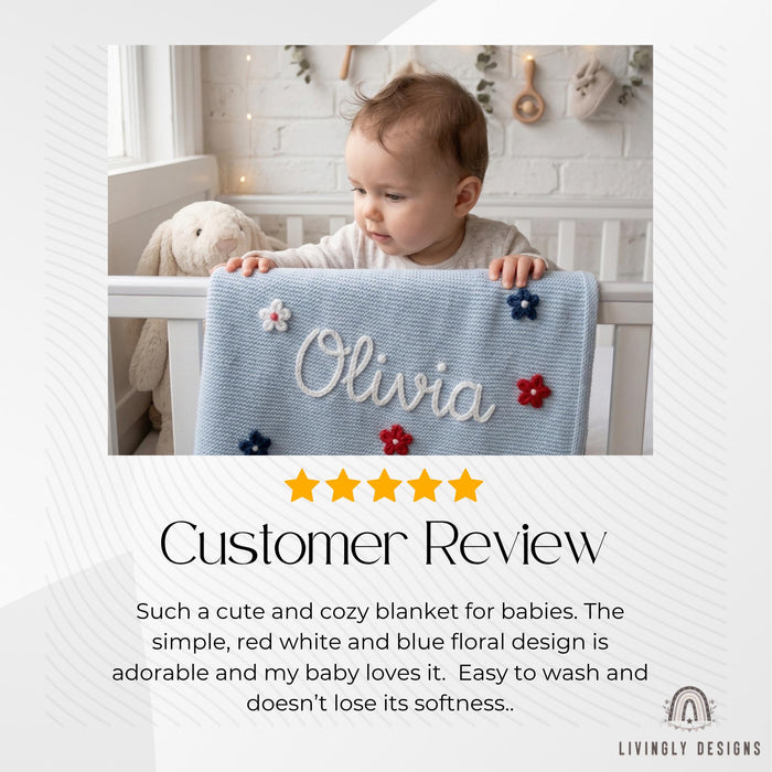 Personalized USA Flower Blanket Home Decor Gift