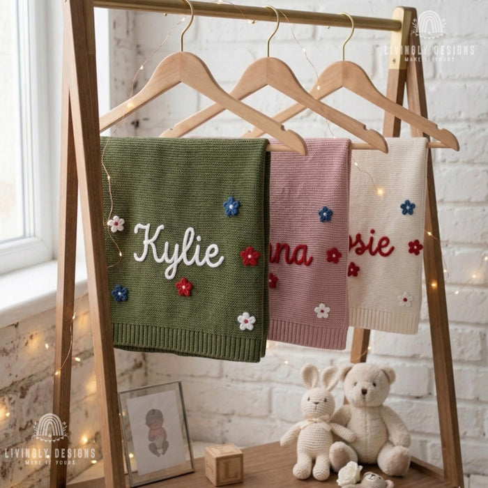 Personalized USA Flower Blanket Home Decor Gift