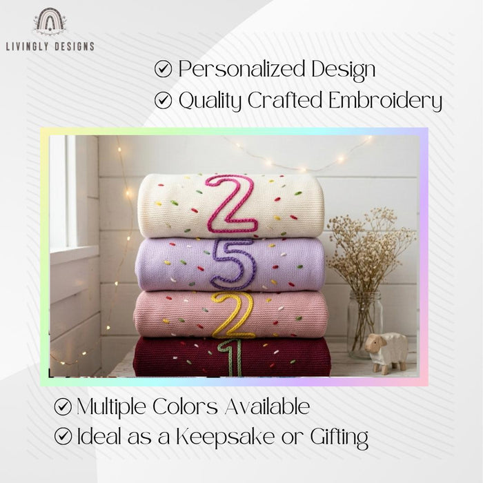 Personalized Birthday Confetti Baby Blanket: Custom Number Throw Kids Gift