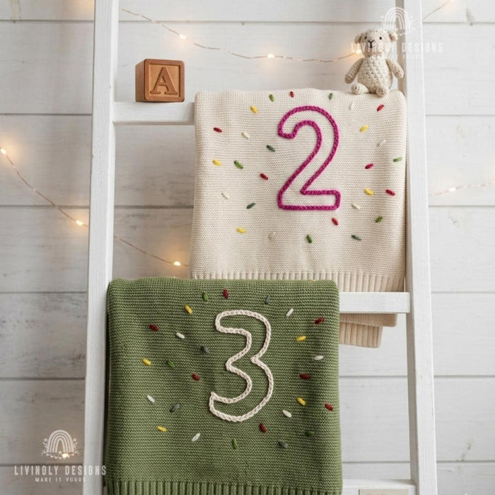 Personalized Birthday Confetti Baby Blanket: Custom Number Throw Kids Gift