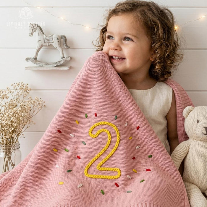 Personalized Birthday Confetti Baby Blanket: Custom Number Throw Kids Gift
