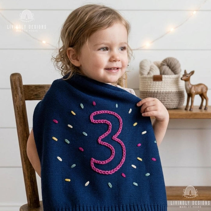 Personalized Birthday Confetti Baby Blanket: Custom Number Throw Kids Gift