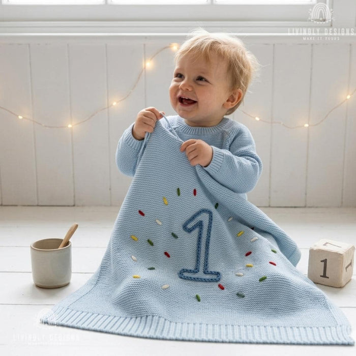 Personalized Birthday Confetti Baby Blanket: Custom Number Throw Kids Gift