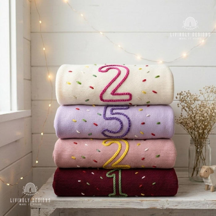 Personalized Birthday Confetti Baby Blanket: Custom Number Throw Kids Gift