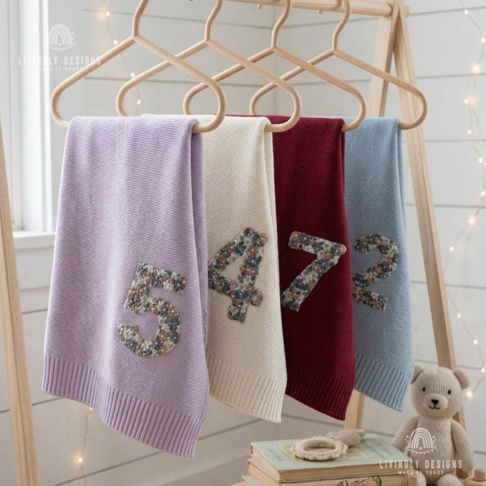Personalized Baby Milestone Blanket with Floral Number
