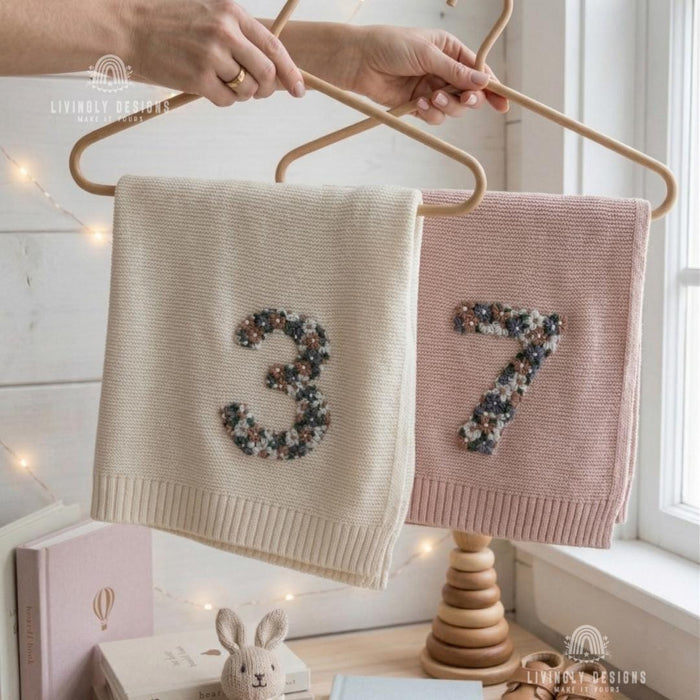Personalized Baby Milestone Blanket with Floral Number