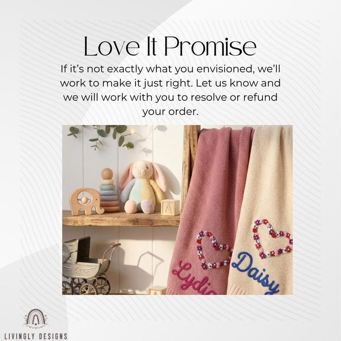 Floral Heart Blanket Personalized: Custom Baby Gift Soft Cozy Keepsake