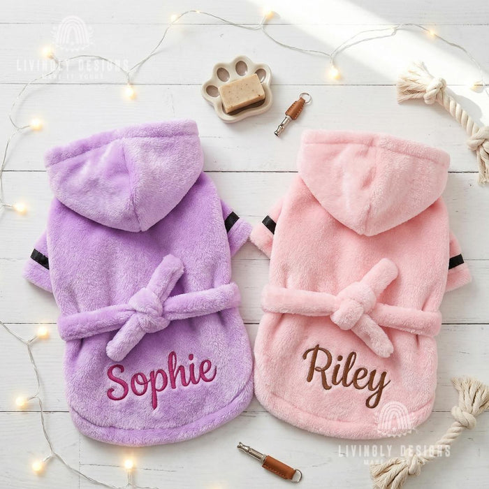 Personalized Name Pet or Dog Towel Wrap Puppy Bathrobe