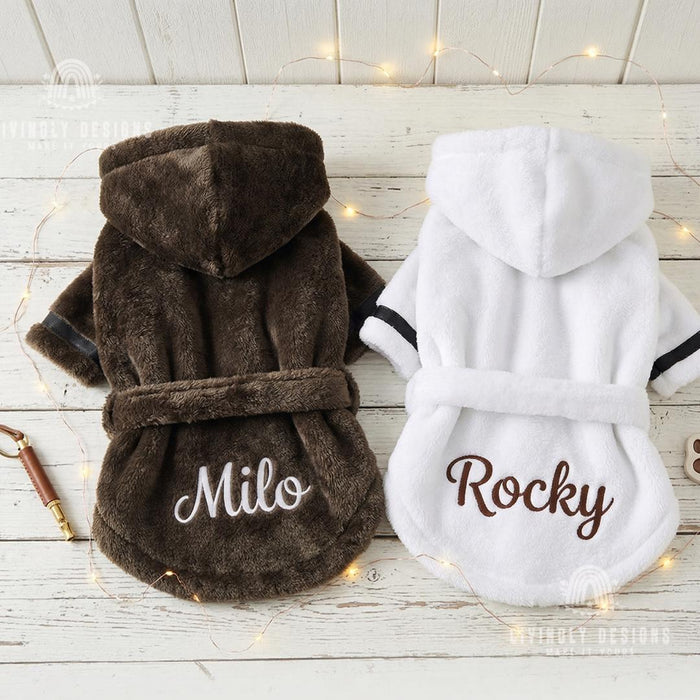 Personalized Name Pet or Dog Towel Wrap Puppy Bathrobe