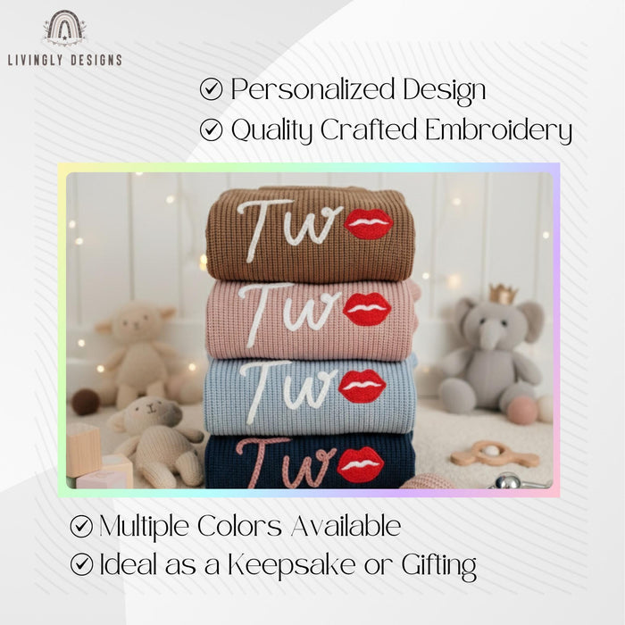 Personalized Knit Baby Sweater Lips Design