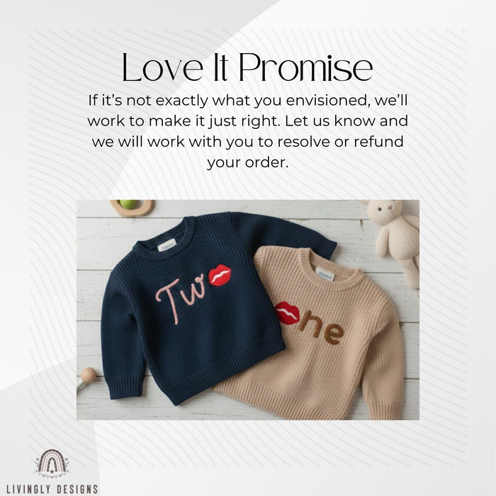 Personalized Knit Baby Sweater Lips Design