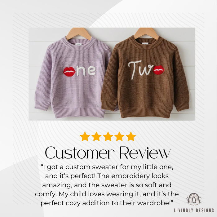 Personalized Knit Baby Sweater Lips Design