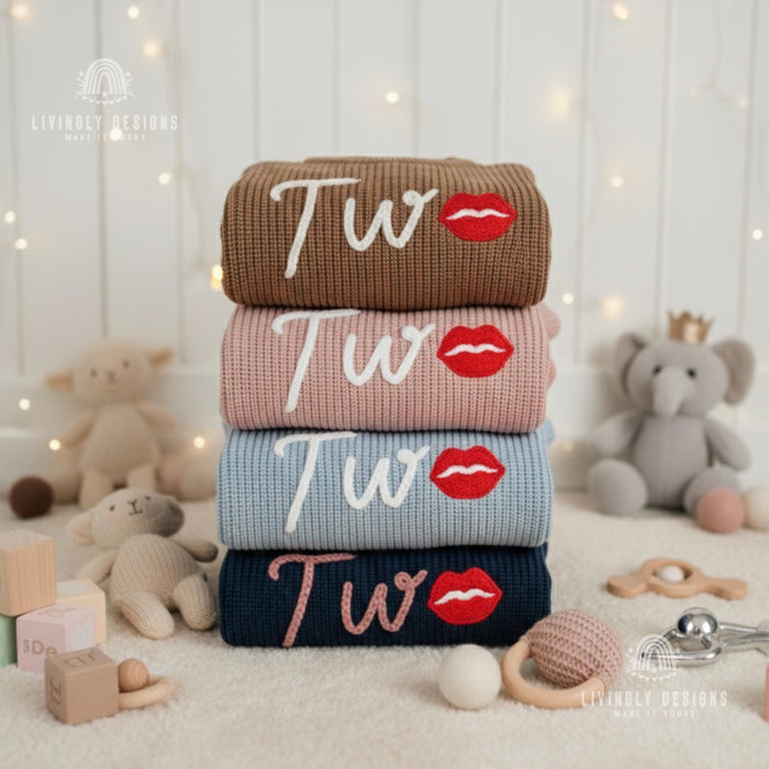 Personalized Knit Baby Sweater Lips Design