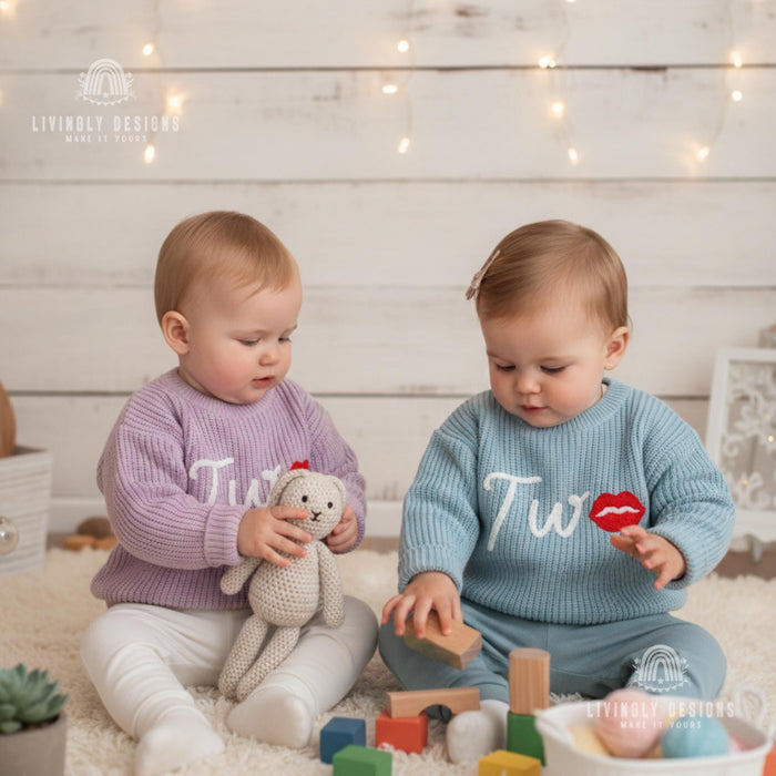 Personalized Knit Baby Sweater Lips Design