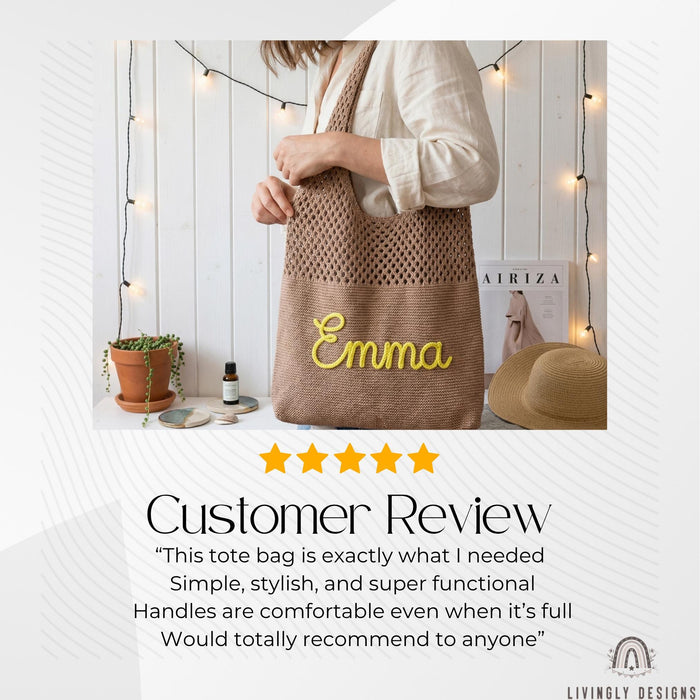 Custom Name Canvas Tote Bag for Work, Shopping & Travel