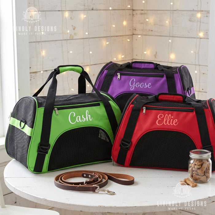 Custom Name Pet Travel Bag Carrier with Mesh Window