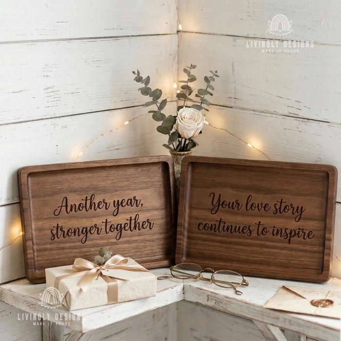 Personalized Engraved Wooden Tray, Couples Anniversary Wedding Keepsake, Romantic Gift
