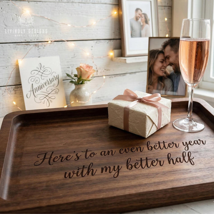 Personalized Engraved Wooden Tray, Couples Anniversary Wedding Keepsake, Romantic Gift