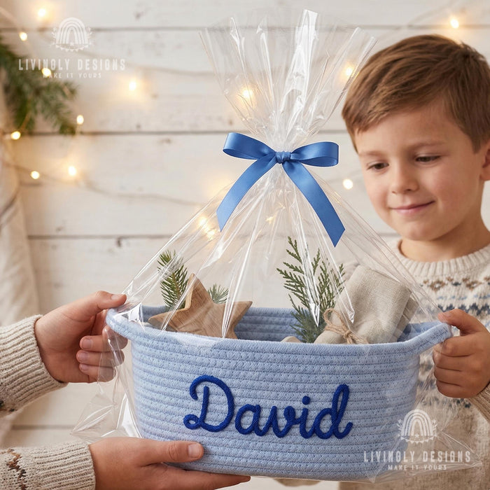 Personalized Name Toy Organizer, Nursery Storage or Gift Basket
