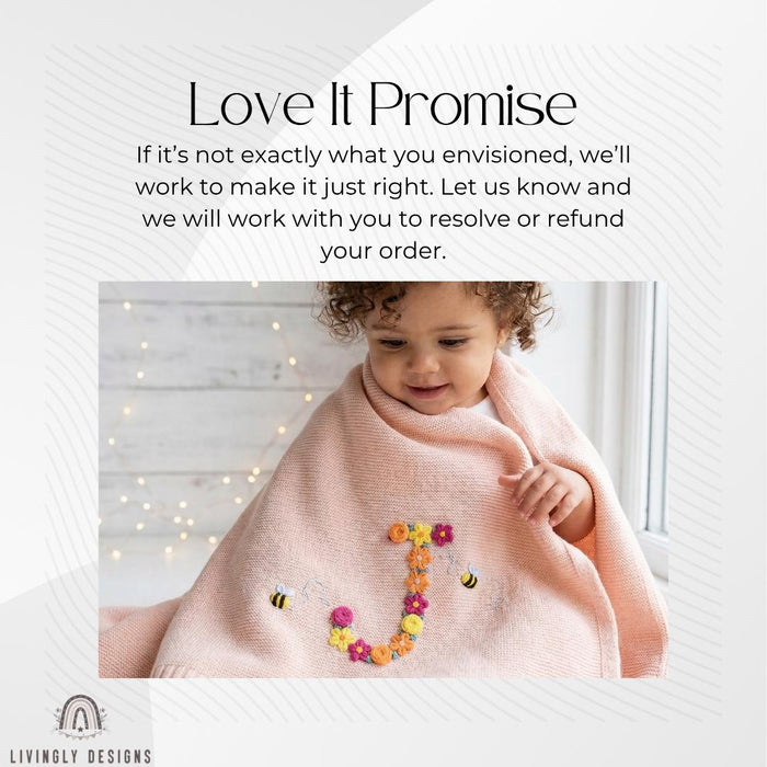 Custom Bee & Autumn Flower Name Blanket