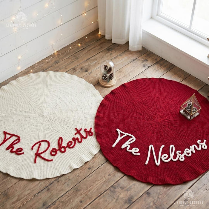 Custom Name Christmas Tree Skirt Holiday Decor